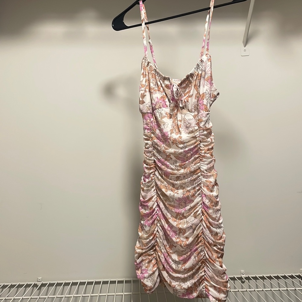 Ultra Flirt Ruched Floral Bodycon Dress